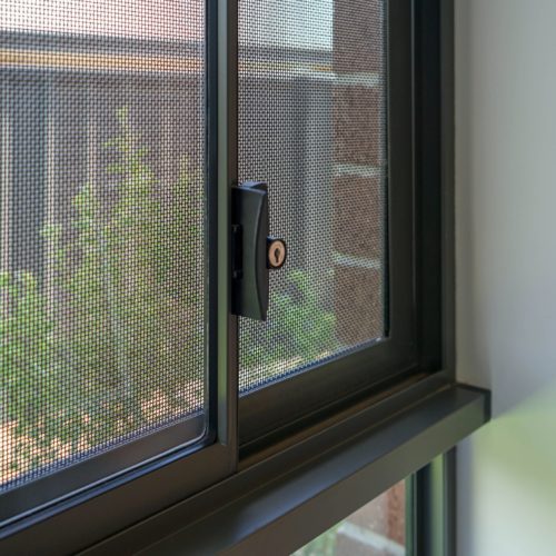 Security window screens with premium keyed lock.