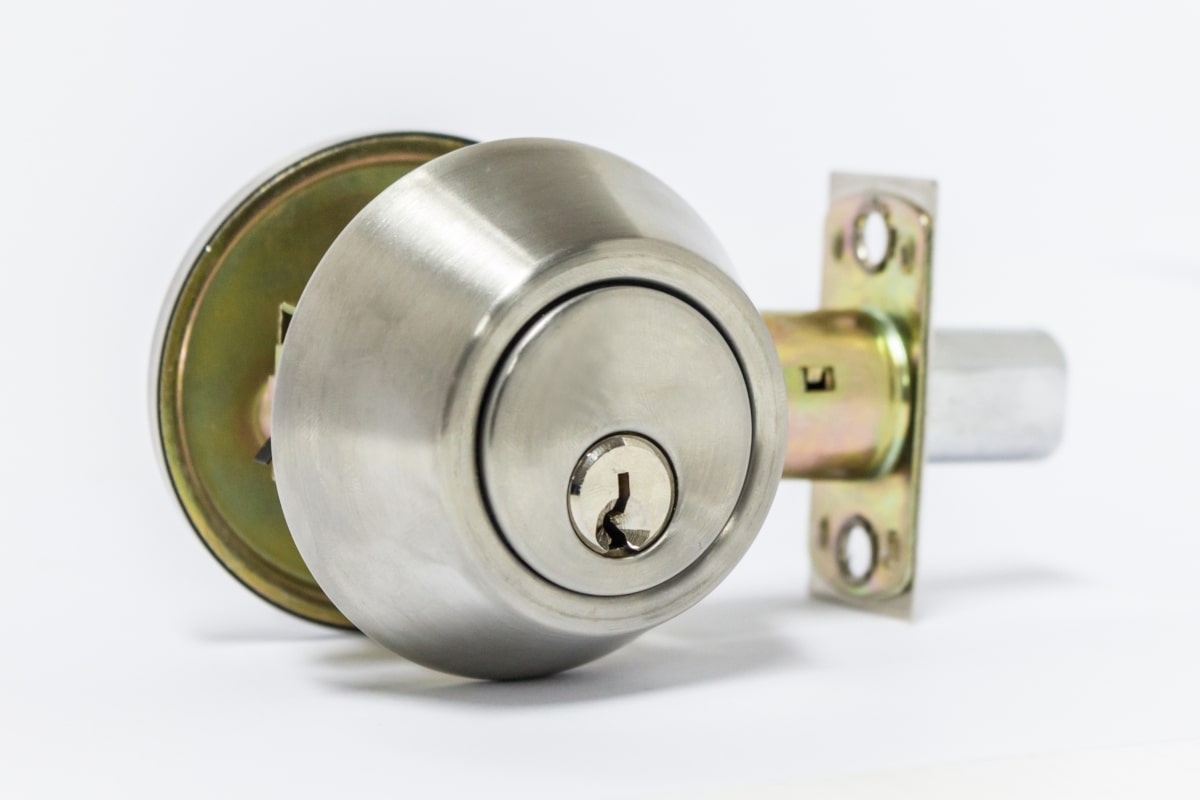 Frontal view of a single-cylinder deadbolt mechanism, emphasizing its compact and secure design ideal for home security.