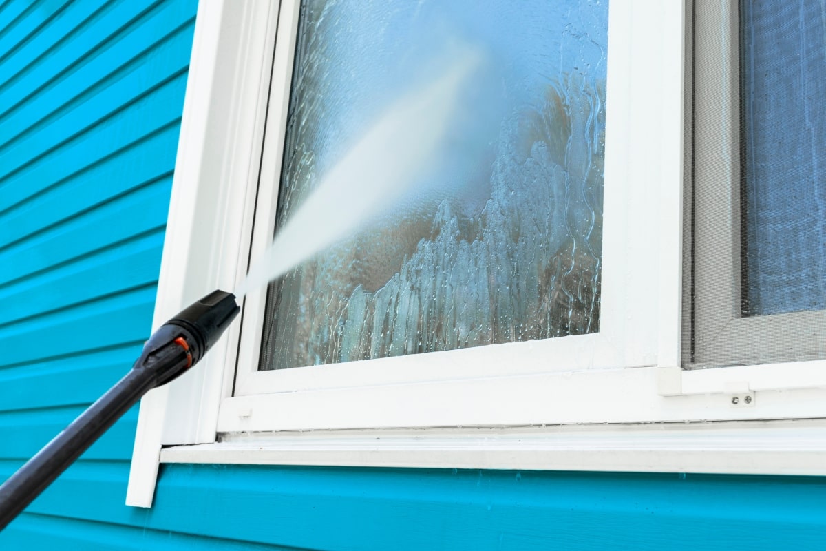 Rinse your windows with clean water using a hose.