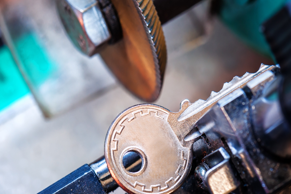 Locksmith key cutting.