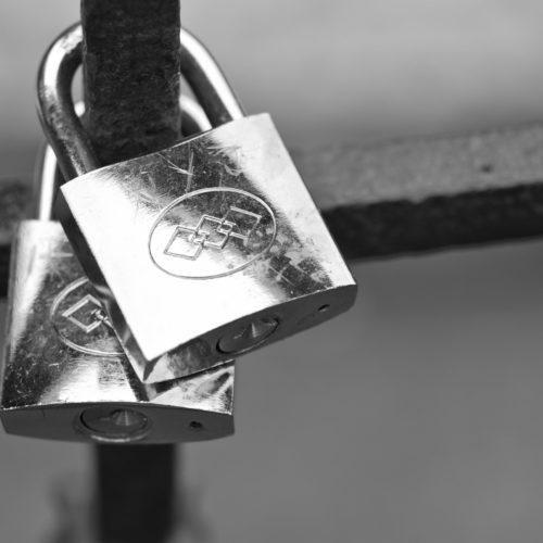 Two silver padlocks.