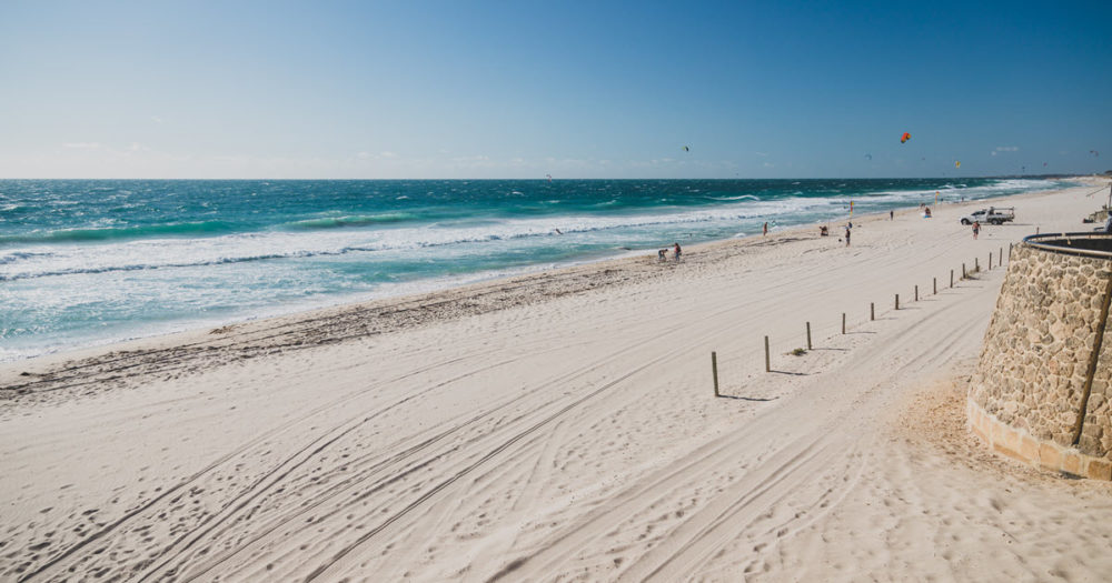 Beach views down at Scarborough Beach in Perth, WA.