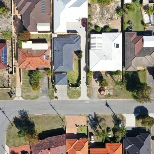 Aerial view of Perth suburb.