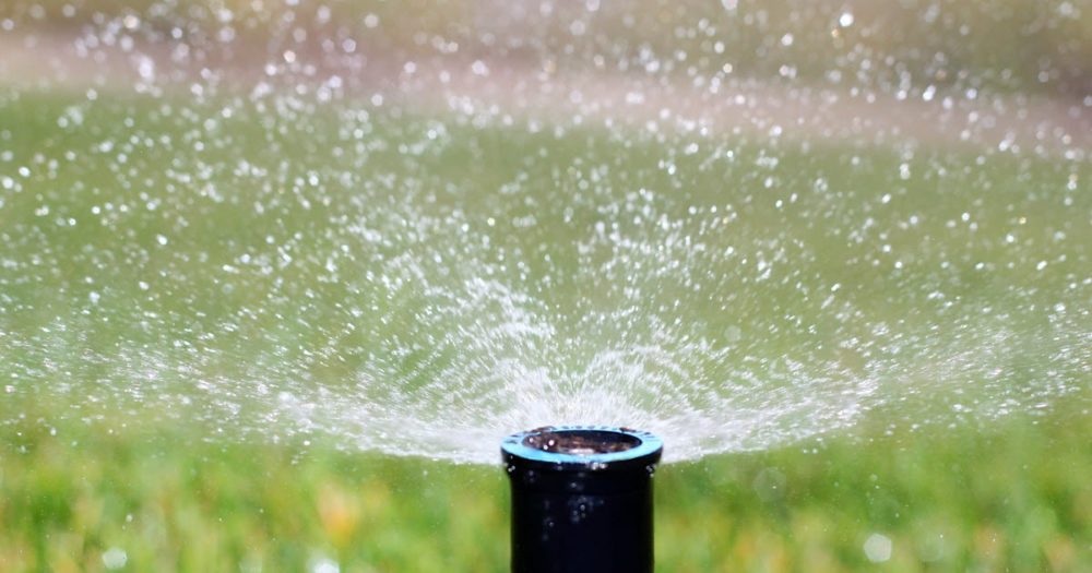 Water-wise sprinklers help to reduce water use.
