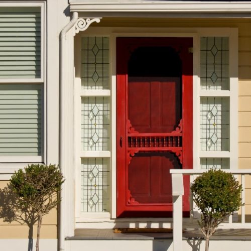 Wooden screen door security.